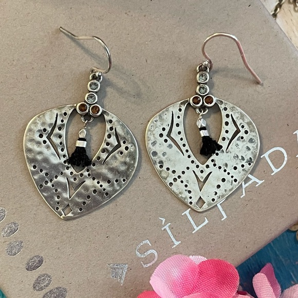 Silpada Sterling Silver Tassel Fringe with Swarovski Crystals Earrings W3382 - Picture 1 of 15